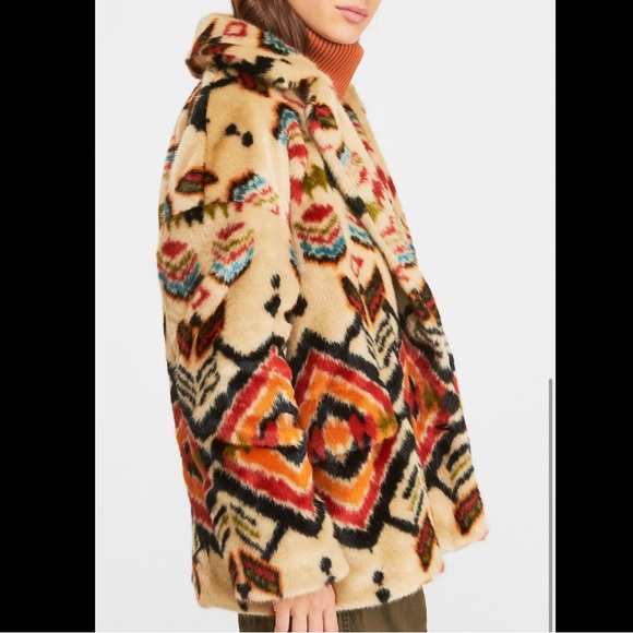 Free People Jackets & Blazers - Free People Carmella Faux Fur Coat size medium • tribal print fur jacket